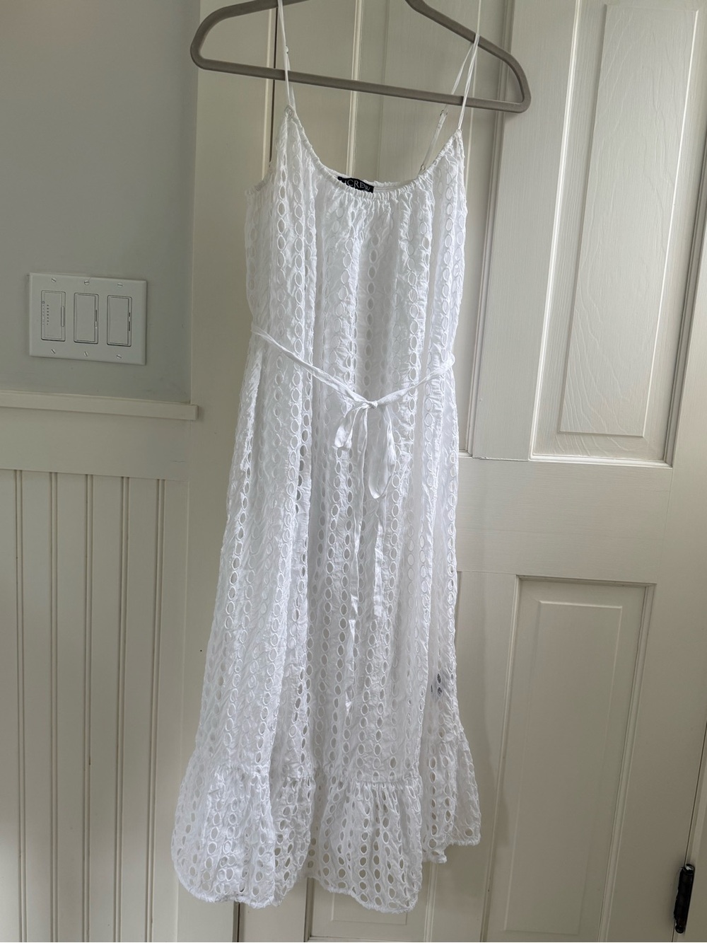 J crew optic eyelet white midi dress size XS